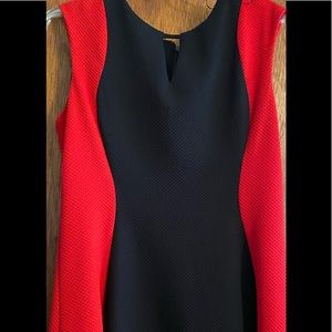 Red and black sleeveless dress